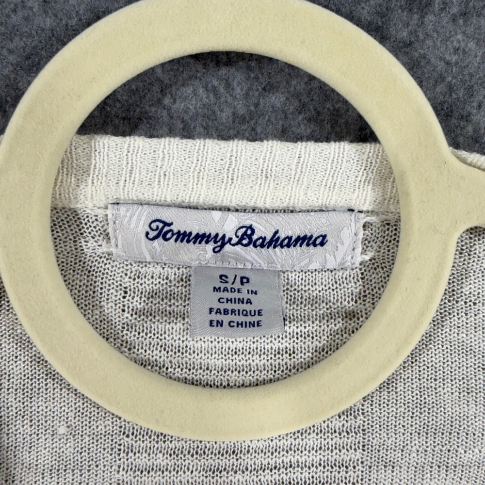 Tommy Bahama Womens S Cream Linen Blend Open Front Waterfall Cardigan Sweater - Picture 2 of 3